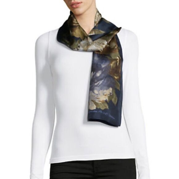 Lauren Ralph Lauren Silk Oblong Scarf-BLUE-One Size - Picture 1 of 2